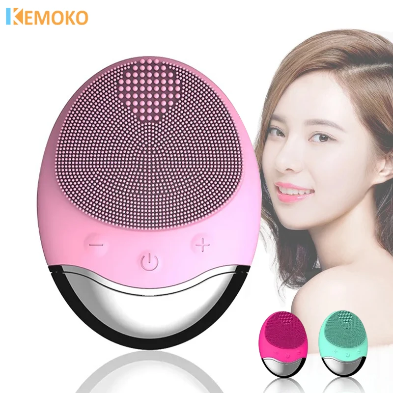 Electric Silicone Facial Cleansing Brush Ultrasonic Vibrating Facial Massager Skin Care Sonic Deep Pore Face Cleaning Device