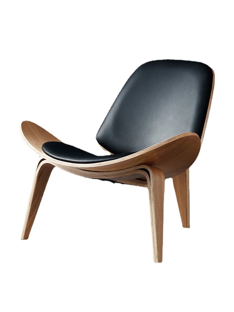 

YY Simple Sofa Chair Designer Balcony Single Leather Smiling Aircraft Shell Chair