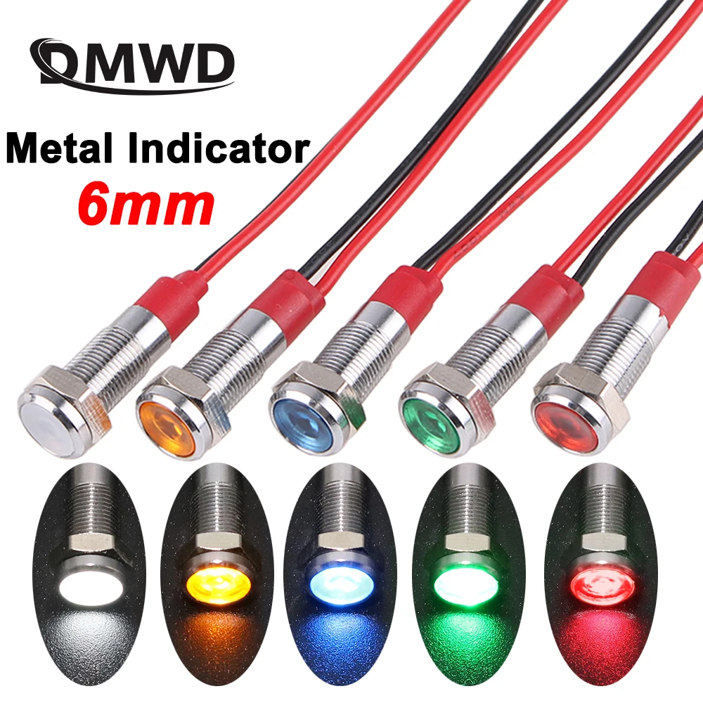 

LED Metal Indicator Light 6mm Waterproof Power Signal Lamp 3V 5V 6V 12V 24V 220V Other Red Yellow Blue Green White