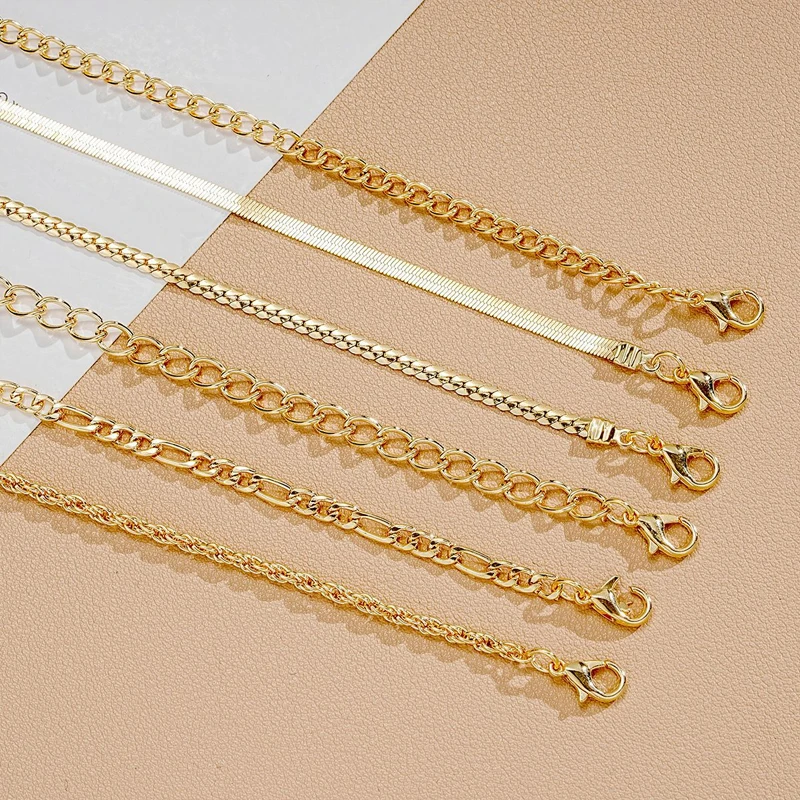 6Pcs/Set Gold Color Twist Chain Bracelets Set for Women Vintage Punk Metal Adjustable Cuban Link Bracelet Fashion Jewelry Gift