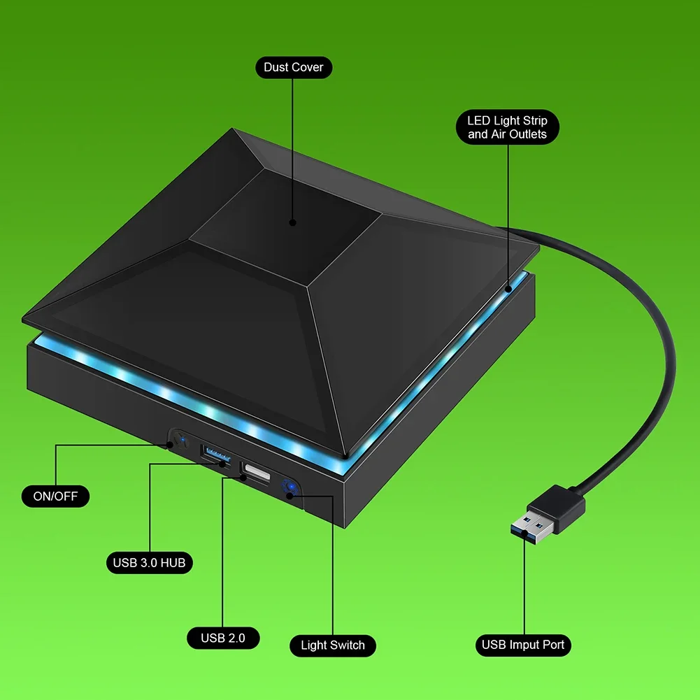 Cooling Fan Top Dust Proof Cover 3 Speed Adjustable Fan Cooling System RGB Breathing Light 2 USB for Xbox Series X Game Console