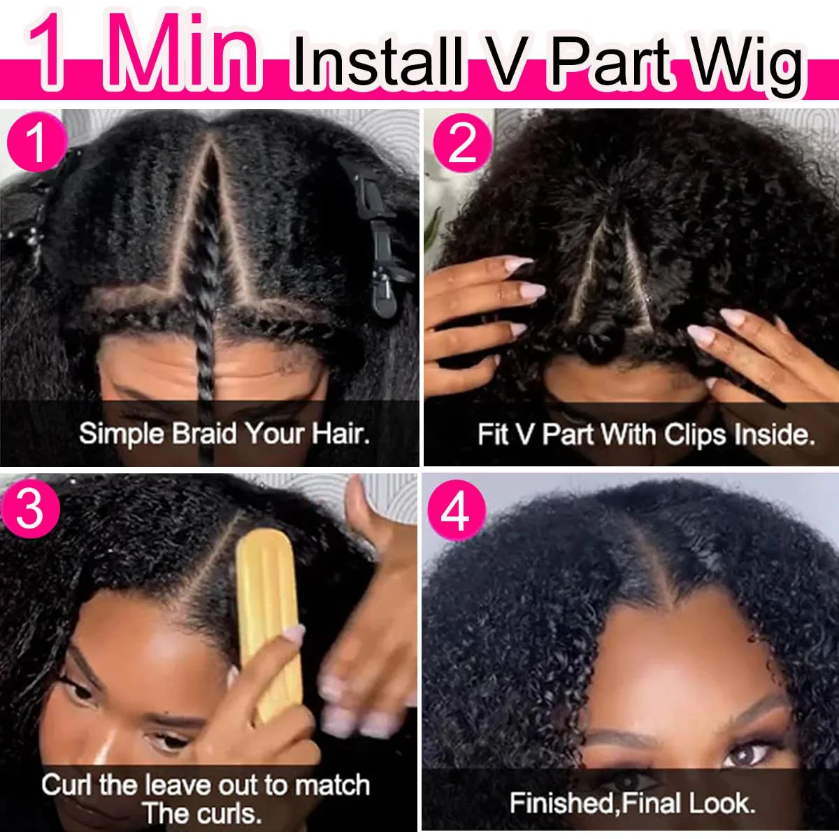 40 Inch V Part Deep Wave Wig Human Hair No Leave Out Upgrader Glueless 200 Density Kinky Curly V Shape Wigs Beginner Friendly 6