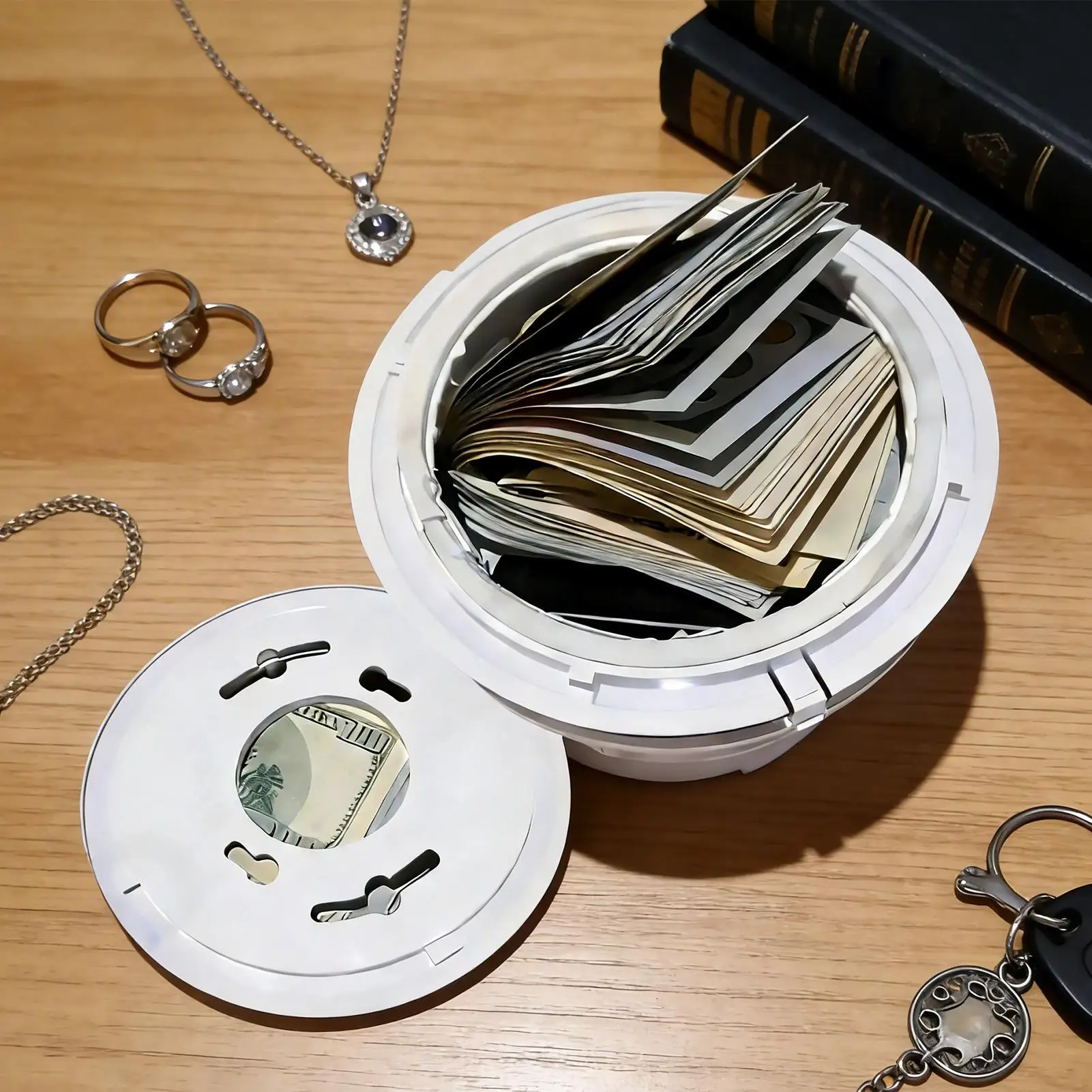 금고 현금 숨김 용기 귀중품 보관함 (반지, 목걸이, 동전 등) 가정, 기숙사 보안 현금 보관용