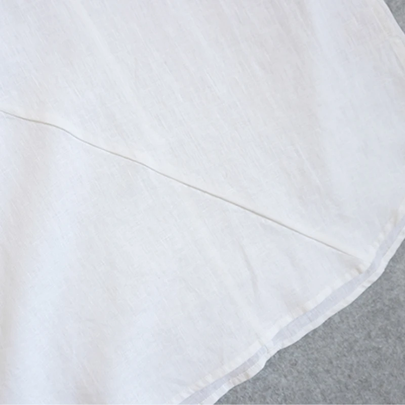 Chinese Style Linen Cotton Short Sleeve Shirt for Men Summer Round Neck Casual Loose-fit Breathable Lightweight Top