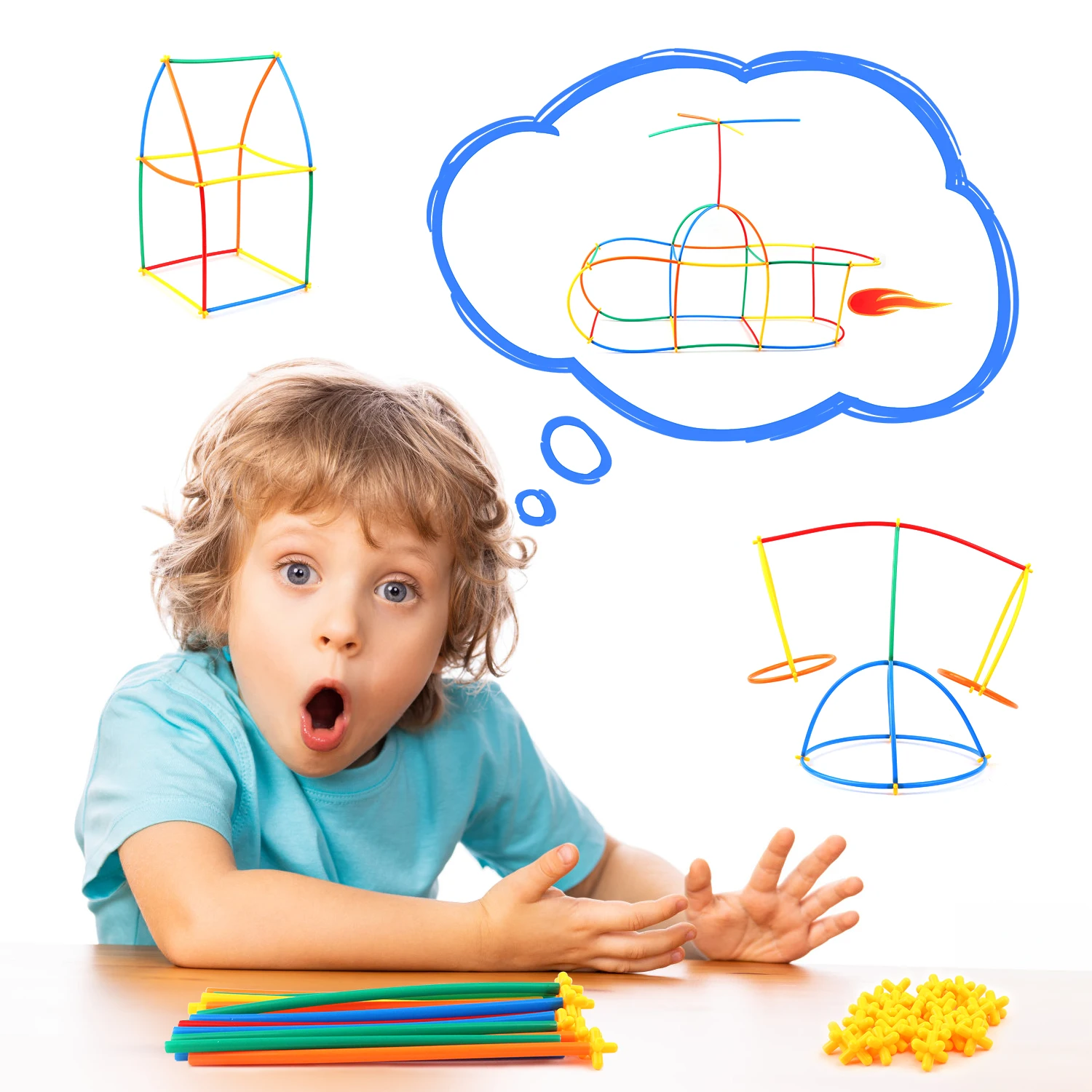Children's straw building block assembly DIY toy pipe building block parent-child interactive game