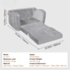 Kids Couch, Toddler Chairs Comfy, 2-in-1 Toddler Couch Sofa Bed Fold Out, Convertible Sofa to Lounger,Grey 3