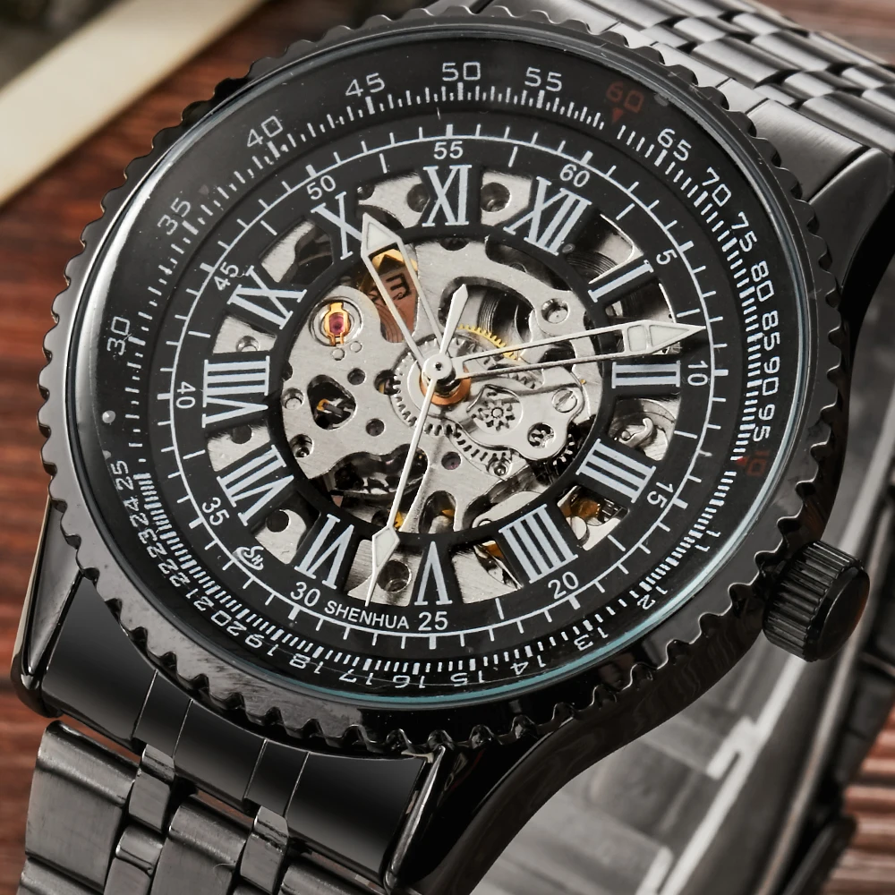 MECHANICAL AUTOMATIC WATCHES MAN WATERPROOF WRIST WATCH For Men LUXURY SKELETON MALE CLOCK STAINLESS STEEL SELF WIND Mens Watch - 6