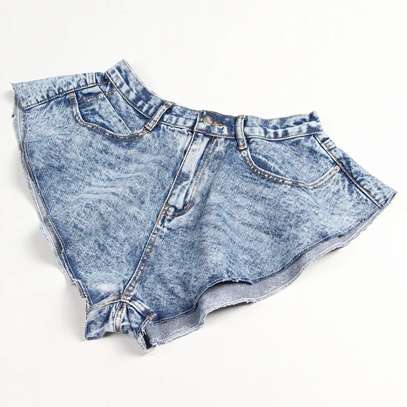 High Waist Denim Shorts Women 2023 Summer Ins New Jeans Loose Slimming Pocket Ruffled Short Casual Short Booty Pants for Ladies