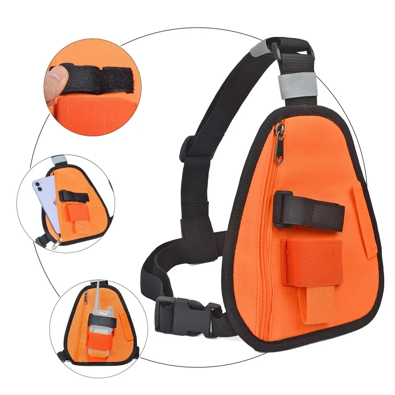 Chest Bag Multi-pocket Walkie Talkie Caller Triangle Unisex Tactical Waist Pack Vest Zipper Adjustable Bag for BF-888S UV-5R