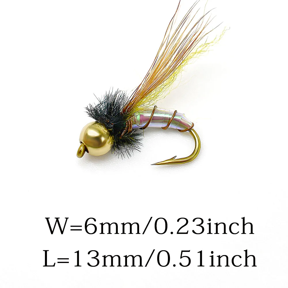 MNFT 10PCS Brass Bead Head Holographic Midge Fly Trout Fishing