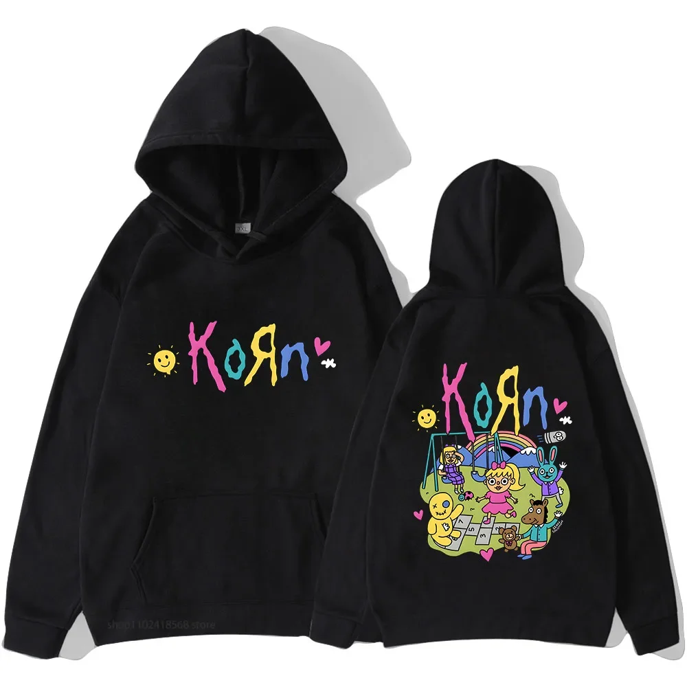 

Korn Band Fans Printing Hoodies Mens Cartoon Graphic Sweatshirts Casual Hooded Top Moletom Masculino Long Sleeve Male Pullovers