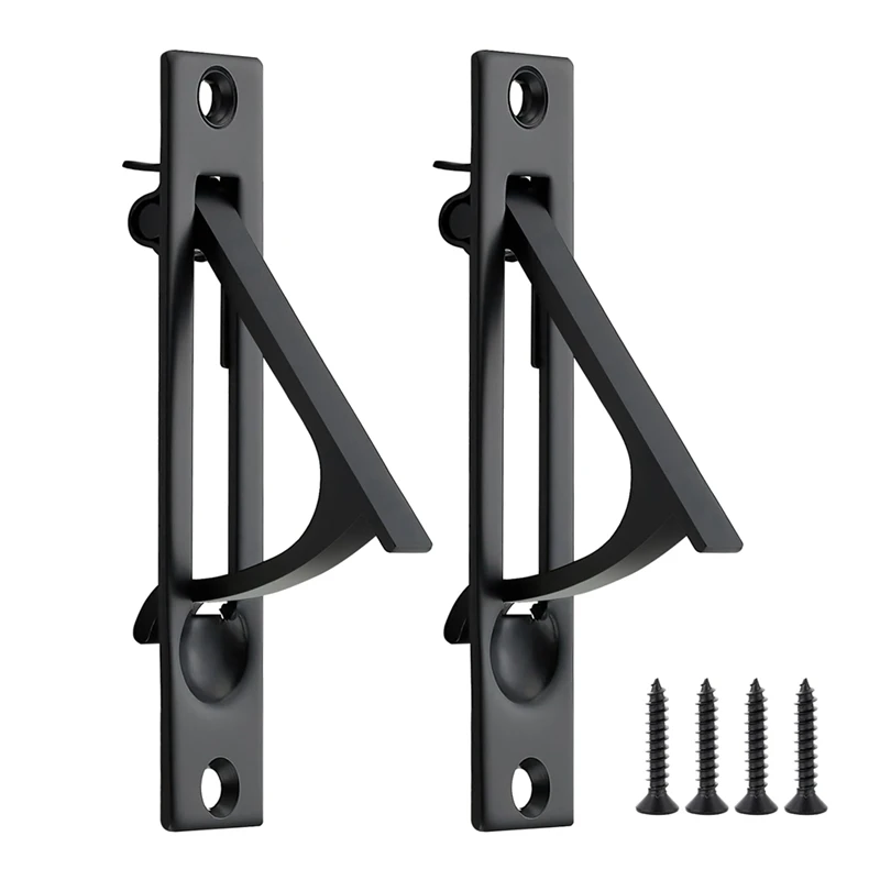 Door Handles 2 Pack Pocket Door Pull Solid Pocket Door Flush Edge Pull Handles In Matte Black