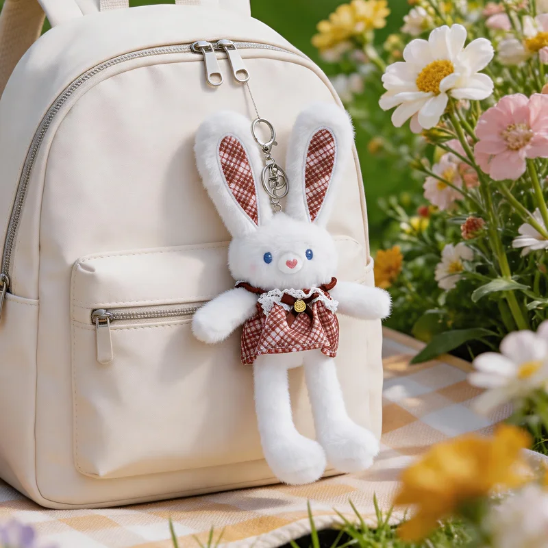 Cute Pull-Out Rabbit Plush Toy Keychain - Charming Bunny Pendant & Stress Relief Gift
