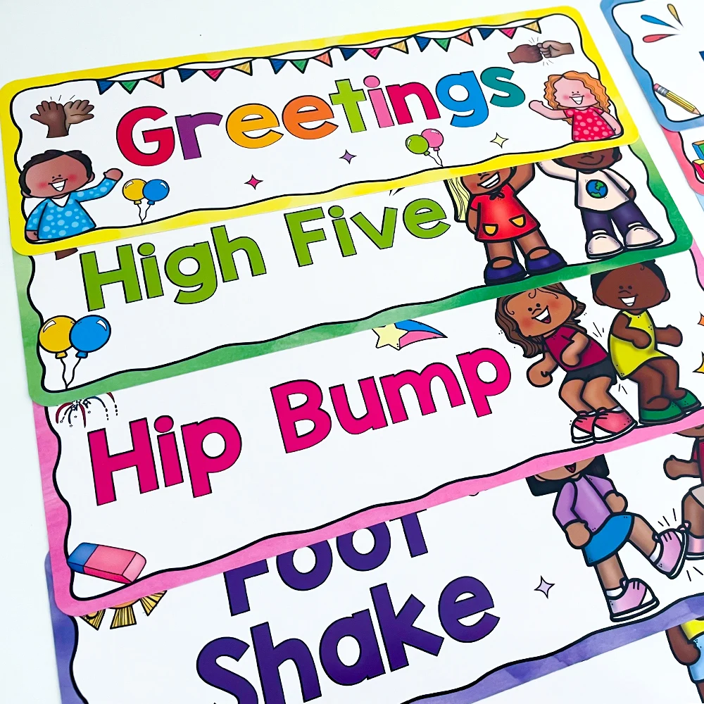 Educational Greeting Cards for Classroom Morning Greetings - Teacher Supplies for Kids' Social Learning and Classroom Decoration