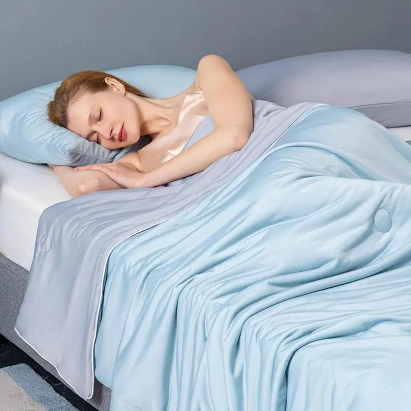 Cooling Blankets Smooth Air Condition Comforter Lightweight Summer Quilt with Double Side Cold & Cooling Fabric