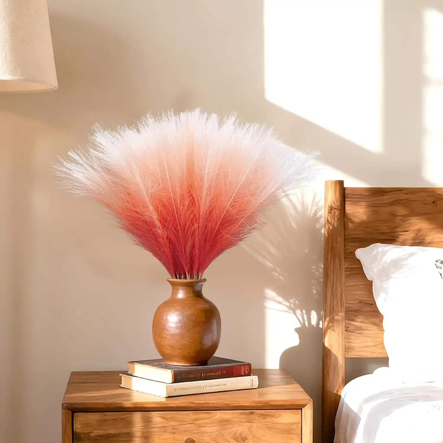 Vibrant Boho Faux Pampas Grass - Set of 10 Elegant Stems for Home and Wedding Decor