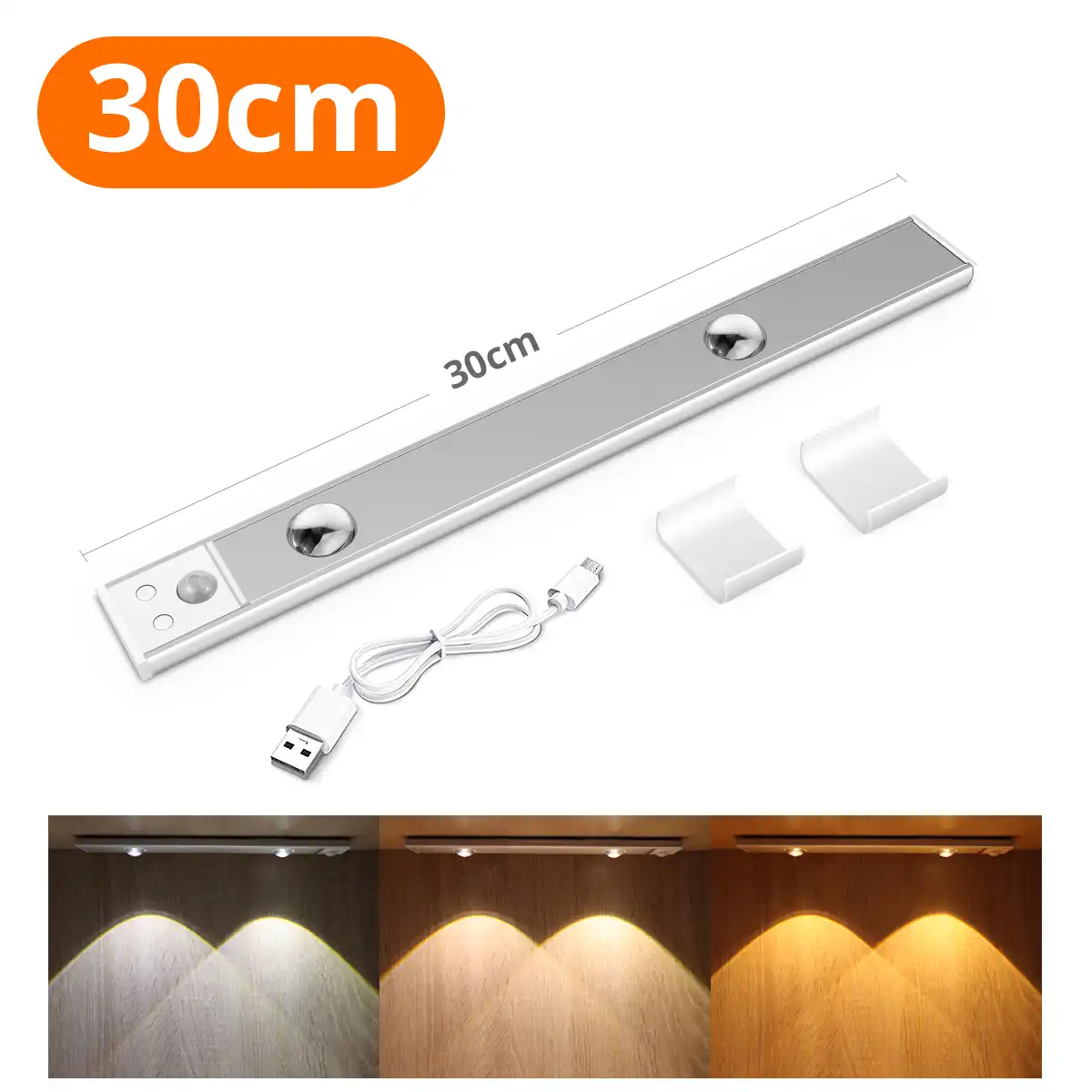 Luce LED A Sensore Di Movimento LANDGOO In Legno Di Noce - Ricaricabile E Magnetica Per Interni (2 Pezzi) - 3