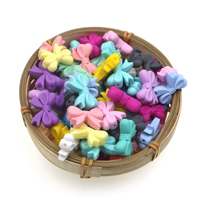 Mini Silicone Beads Bow Crown Leaf Flower For Jewelry Making DIY Pacifier Chain Bracelet Accessories 10Pcs/lot silicon beads