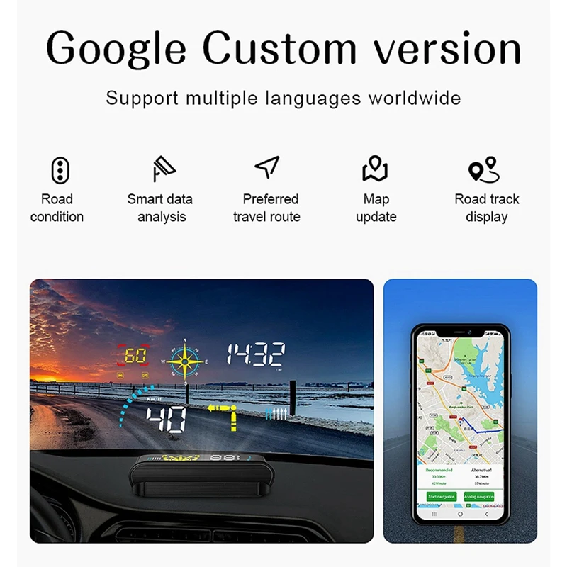 라이브 네비게이션 GPS HUD 속도 연료 소비 자동차 속도계, 앞 유리 프로젝터, Q10 및 Go-2, 2 개