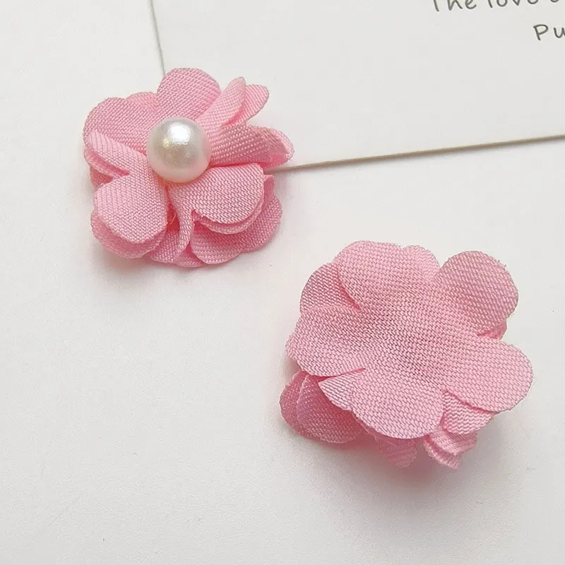 200 Stück – mehrfarbige handgefertigte Stoff-Perlen-Blumen-Applikationen für DIY-Kleidung, Hut, Nähen, Patches, Kopfschmuck, Haarspangen, Dekoration – Detail 9