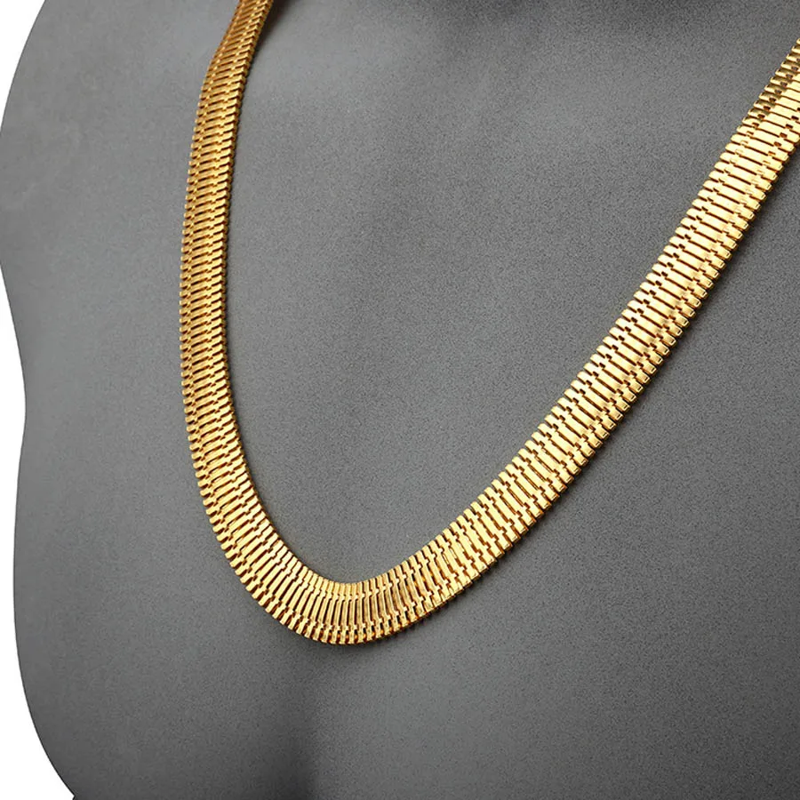 Trendy 75cm 15mm Hip Hop Mens Herringbone Necklaces IP Electroplated Chunky Boys NightClub Fishbone Jewelry