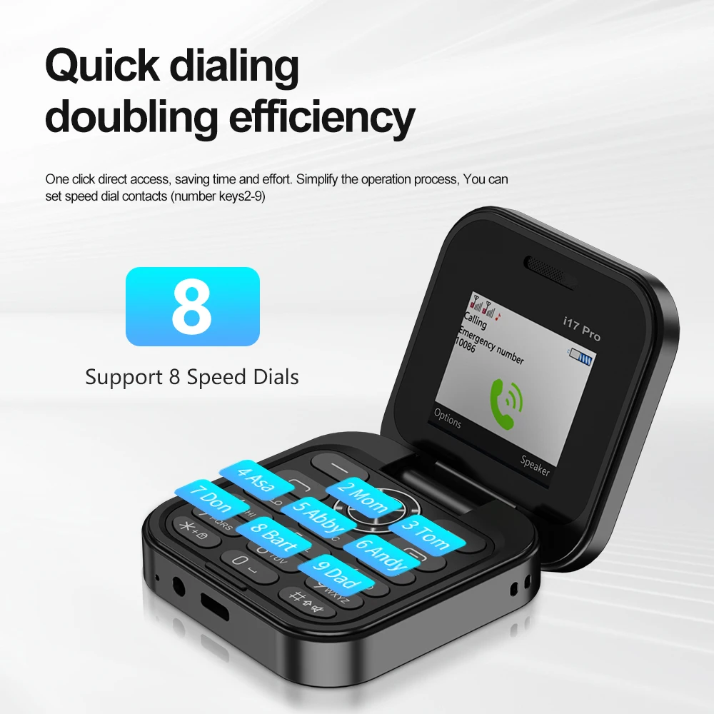 SERVO i17 PRO Mini Foldable Mobile Phone 2G GSM Magic Voice Call Recording Speed Dial Torch FM Radio  2 SIM Small Flip Cellphone