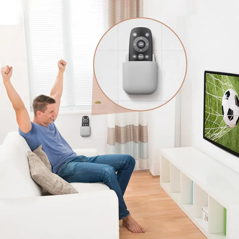 Wall Mounted Storage Box Mobile Phone Plug Holder Stand Rack Remote Control...