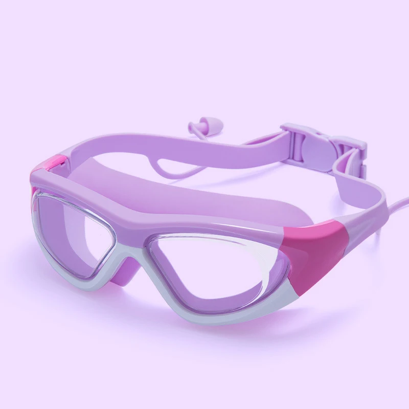 Anti-fog Children Swimming Goggles Silicone Wide-angle Frame Seal Waterproof Earplugs