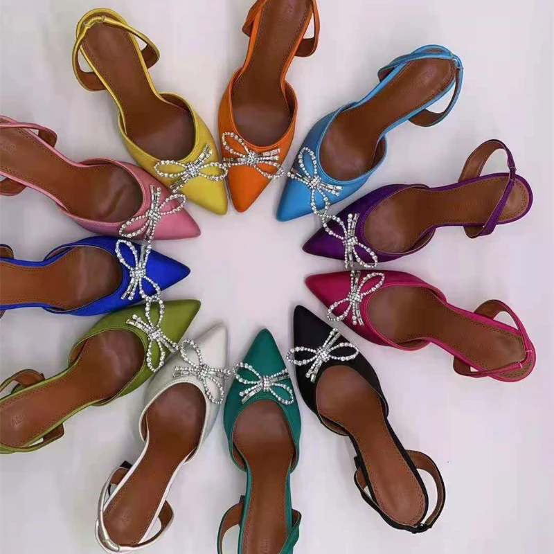 

Summer 2023 New Pointed High Heel Fashion Bow Wine Glass Heel Sandals