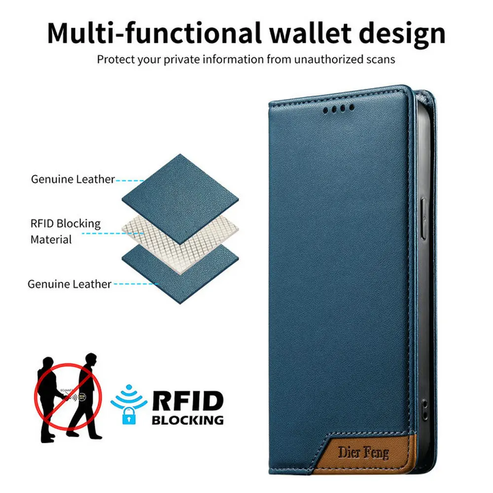 Luxurious RFID Leather Flip Case with Card Holder