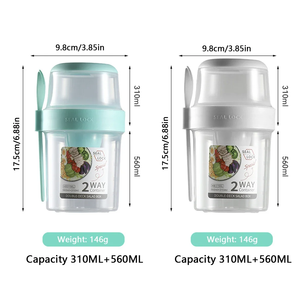 Double-layer Oats Container Breakfast On the Go Cups with Lid and Spoon Portable Yogurt Nut Oatmeal Container Jar for Students
