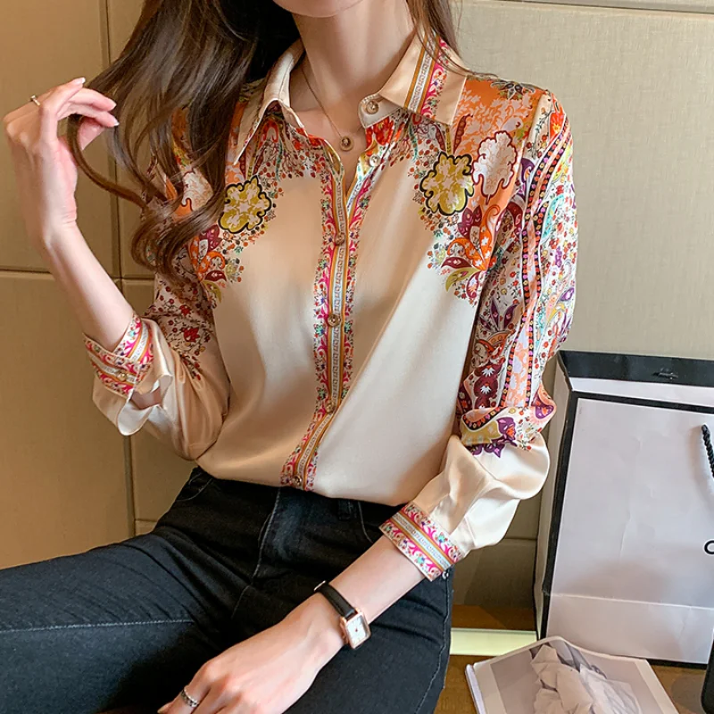 

Print Blouse Tops Ladies Shirts Clothes Blusa Elegant Autumn Long Sleeve Shirts Casual Tops Spring Fashion Women Floral