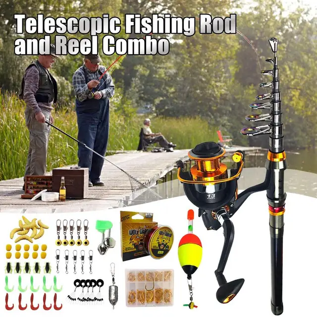 Telescopic Fishing Gear Set Fishing Reel Kit Ready-to-go Fishing Equipment  Portable Rod Tackle Combos Kits For Beginner - AliExpress