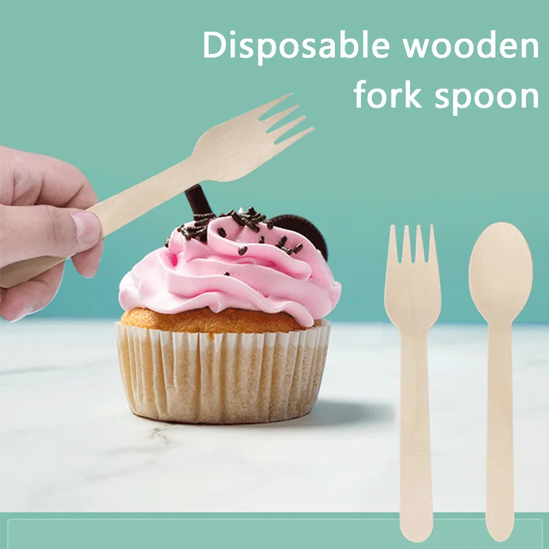 14cm Wooden Spoon and Fork Set – Premium Disposable Tableware for Wedding, Party, Picni... - SKU WSF17195 - UGI Packaging