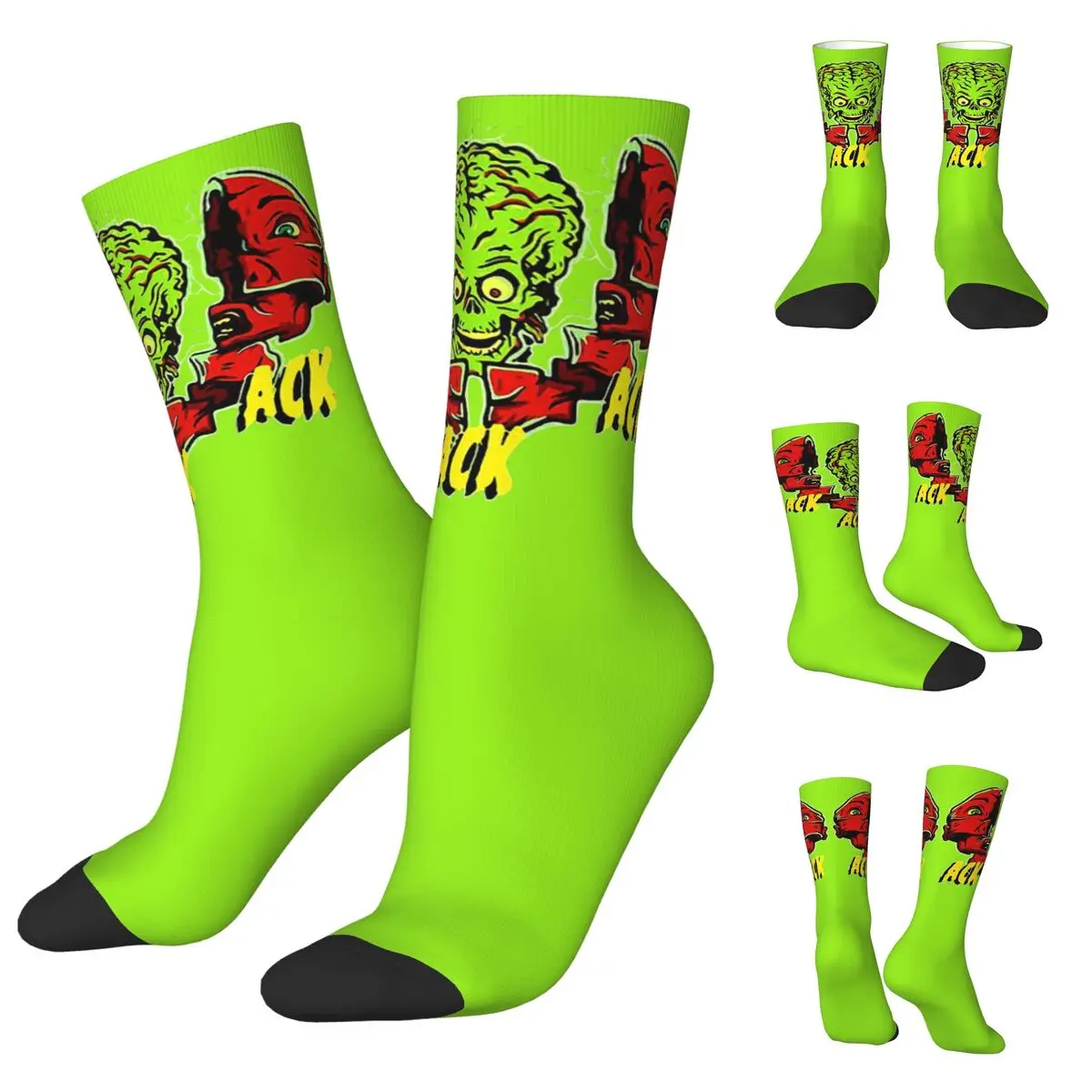 носки унисекс kiss band anji john велосипедные счастливые носки с 3d принтом сумасшедшие носки в уличном стиле Носки унисекс Ack Mars Attack, велосипедные счастливые носки с 3D принтом, сумасшедшие носки в уличном стиле