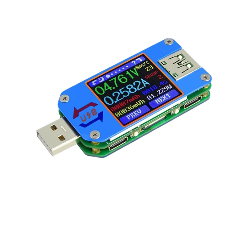 앱용 USB 2.0 C타입 LCD 전압계 전류계 전압 전류 계량기 배터리 충전 측정 케이블 저항 테스터