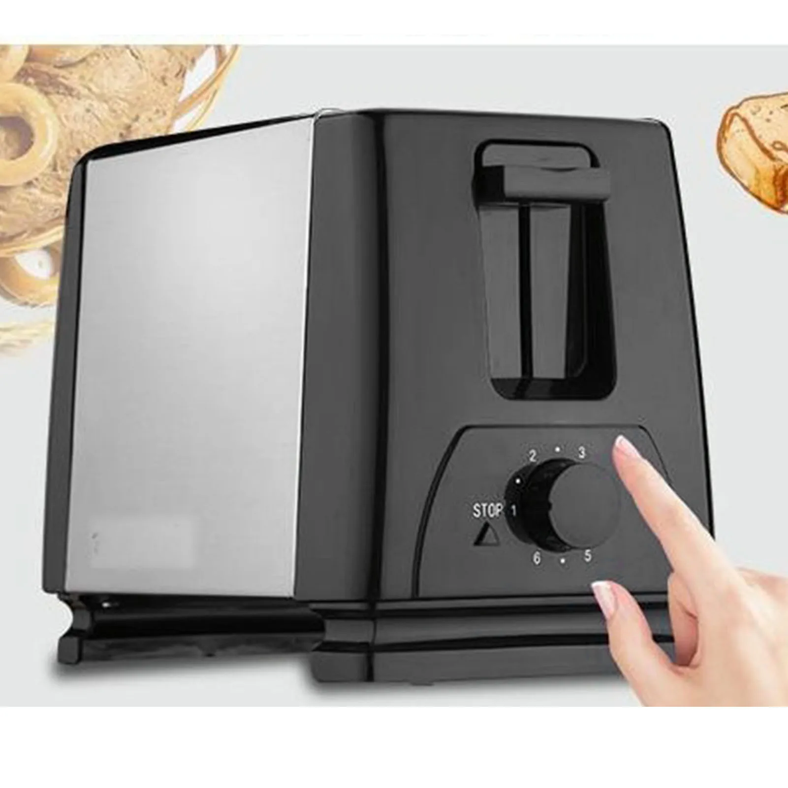 Bread Machine 600W Household Automatic Bread Toaster Fast Heating 2 Slices Slots Stainless Steel Baking Breakfast Machine bread machine electric toaster fryer