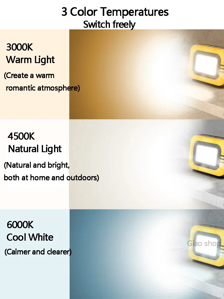 Portable Camping Lamp Solar Outdoor Spotlight Waterproof Flashlight Emergency Rechargeable Magnetic Hold Led Work Light 7500mAh led flashlight camping lamp led work light