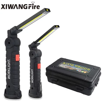 USB 충전 다기능 접이식 작업 조명, COB LED 손전등, 내장 배터리 라이트, 캠핑 손전등, 토치 라이터