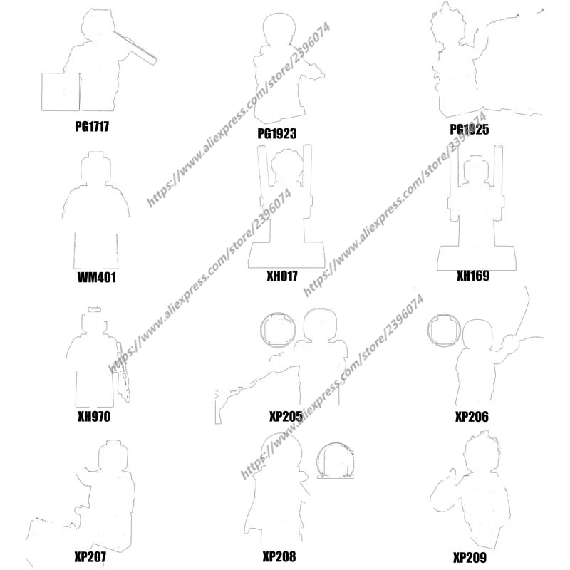 

Фигурки-конструкторы PG1717 PG1923 PG1925 WM401 XH017 XH169 XH970 XP205 XP206 XP207 XP208 XP209 Series-054, 1 шт.