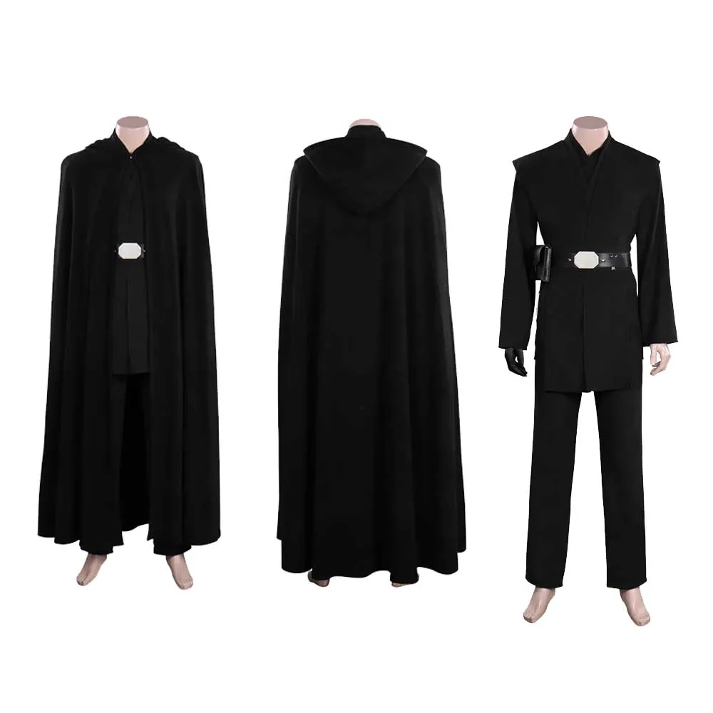 

Adult Men Luke Cosplay Black Cloak Suits Role Play Movie Space Battle Jedi Costume Roleplay Male Fantasy Fancy Dress Party Cloth