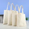 Large Capacity Canvas Shoulder Handbag Folding Eco-Friendly Cotton Tote Bags Reusable DIY Shoulder Bag Grocery Bag Beige White 1