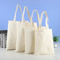 Large Capacity Canvas Shoulder Handbag Folding Eco-Friendly Cotton Tote Bags Reusable DIY Shoulder Bag Grocery Bag Beige White 1
