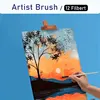 12pcs Artist Brushes with Nylon Tips - Wood Handle Professional Paintbrush Set for Acrylic, Watercolor, Gouache Painting 3