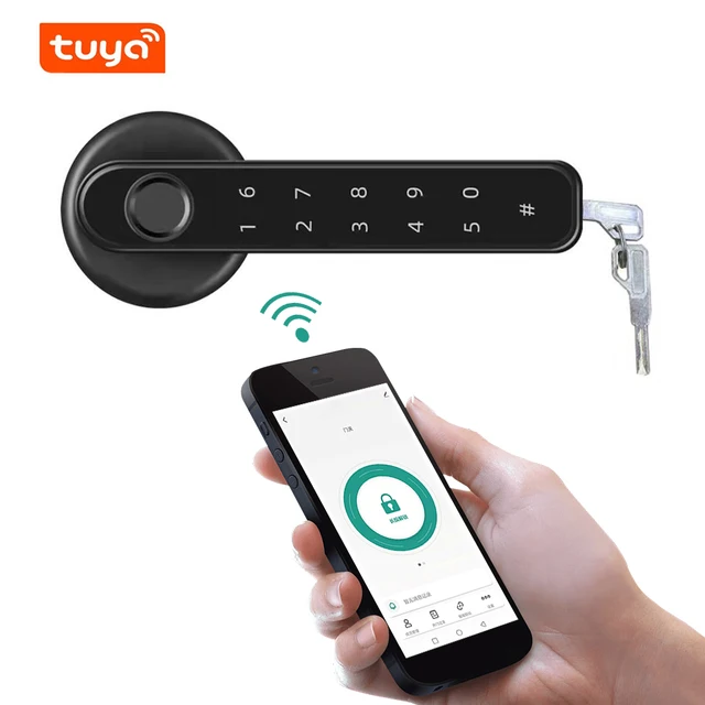 Bluetooth-compatible Electronic Door Lock with 2 Keys Smart Door Lock Keyless Entry Fingerprint Security Handle Lock for Bedroom 2