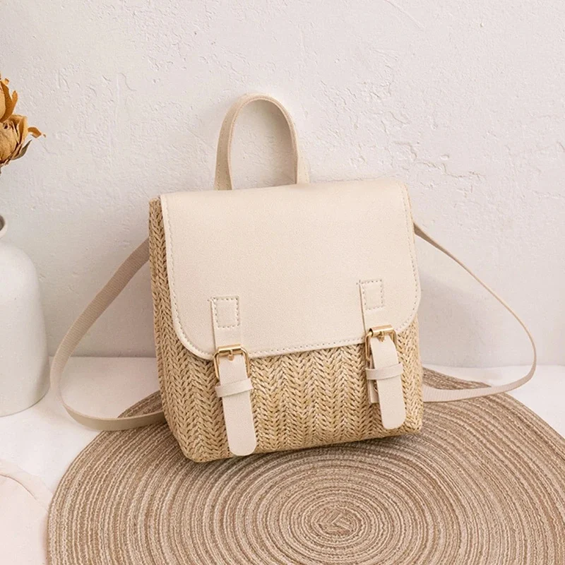 

Bohemian Beach Backpack Chic Straw Woven Backpack Women's Casual Holiday Daypack