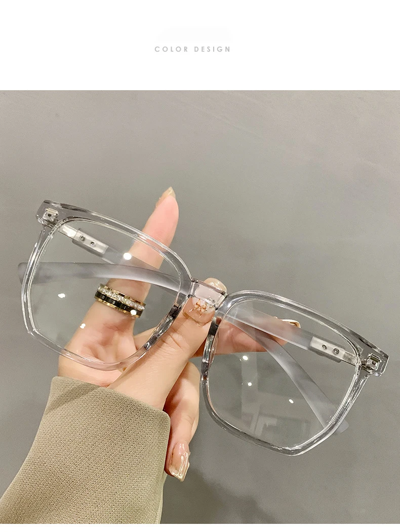 Lichtempfindliche farbwechselnde Anti-Blaulicht-Polygonale Kurzsichtigkeitsbrille mit großem Rahmen 6023 – Detail 15