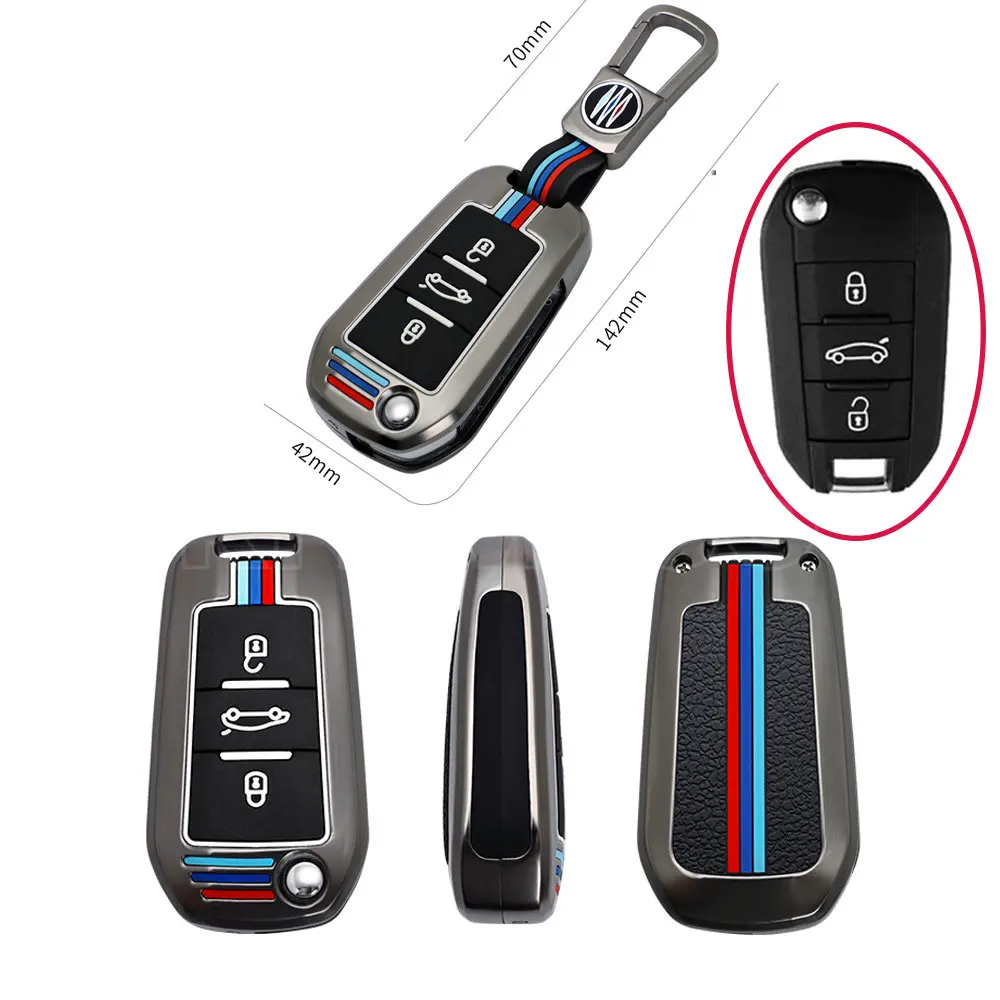 New Metal Skin Car Key Cover Case Shell For Peugeot 208 2008 308 3008 408 508 107 301 Citroen C4