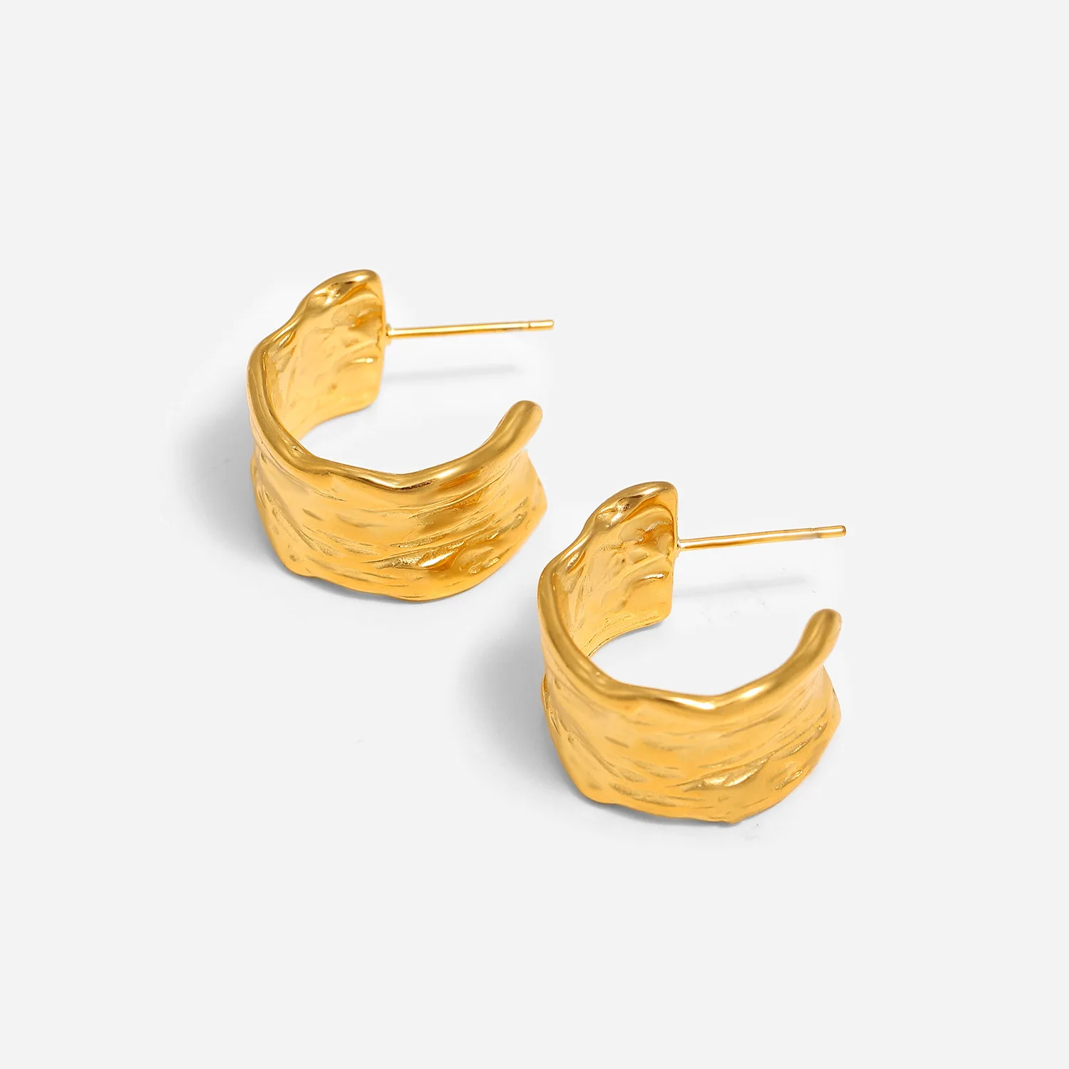 18K Gold Plated Textured Earrings main image 1