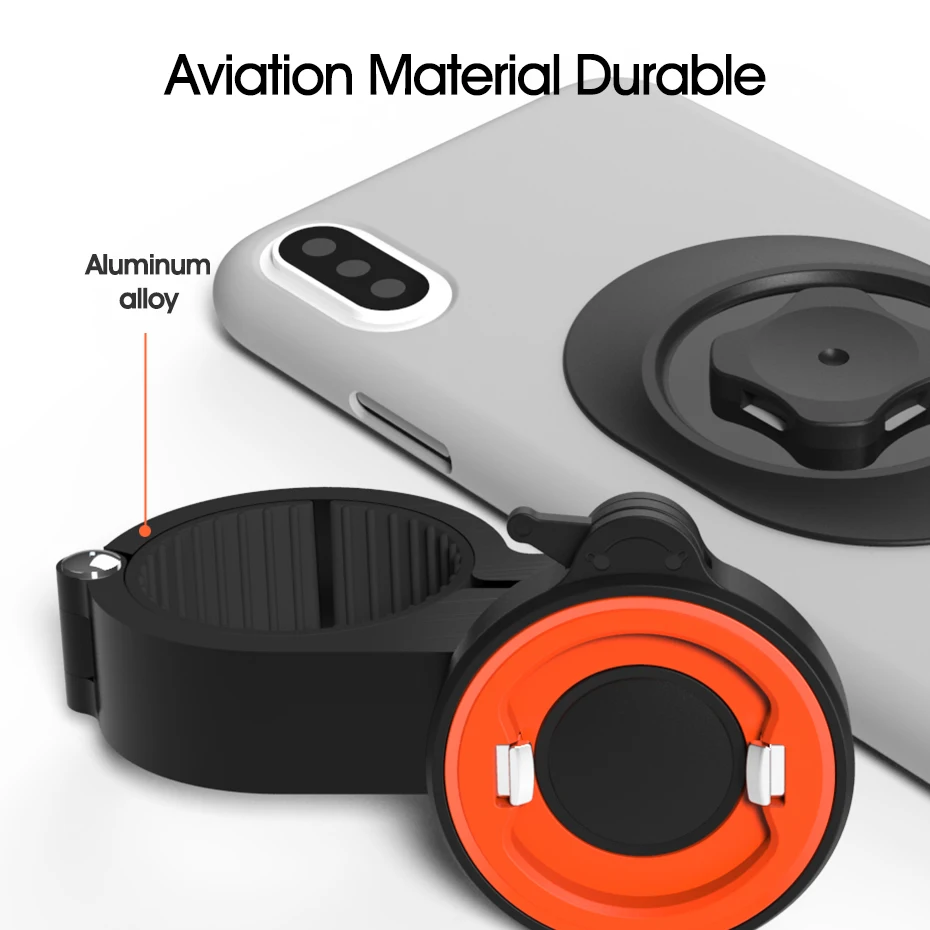 360&deg; Adjustable Motorcycle & Mountain Bike Phone Mount-Aluminum Handlebar Clamp for iPhone 16 Pro Max/Samsung S25 Ultra
